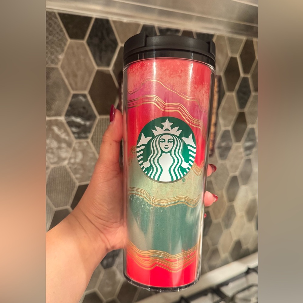 Starbucks Pink and Green Tumbler